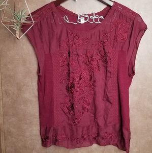 Anthropologie Tiny Embroidered Top